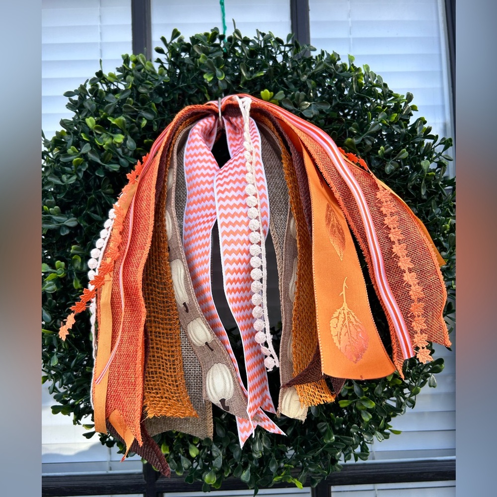 FALL HOLIDAY Orange Wreath Ribbon Set - Ribbon Bundle Front Door Home Décor